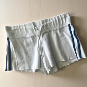 No Boundaries Cotton Gym Activewear Mini Shorts in White w/Blue Stripes sz Med